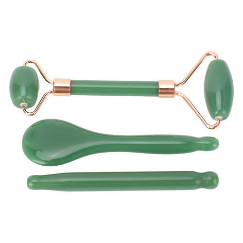 Set di rulli Jadestone gua sha a doppia testa verde 1