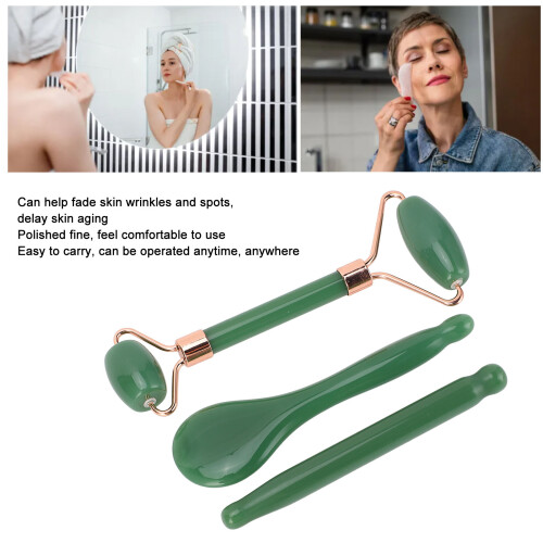 Set di rulli Jadestone gua sha a doppia testa verde 2