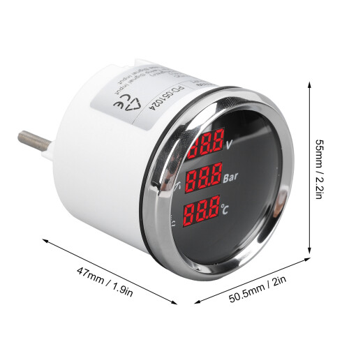 52 mm Pressione Digitale dell'Olio e Temperatura dell'Acqua 9-32V Rosso 1