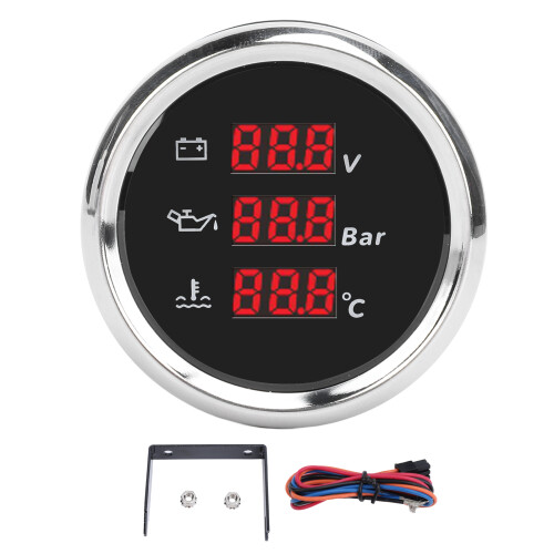 52 mm Pressione Digitale dell'Olio e Temperatura dell'Acqua 9-32V Rosso 2