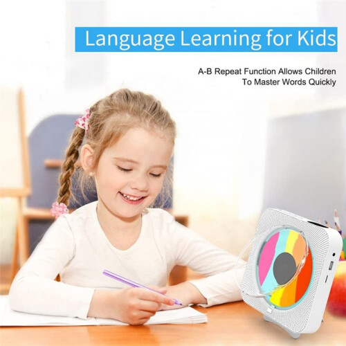 Portable  CD Player,Wall Mount CD Player Home Audio Music Players with Remote Control,LCD Display-US Plug 2