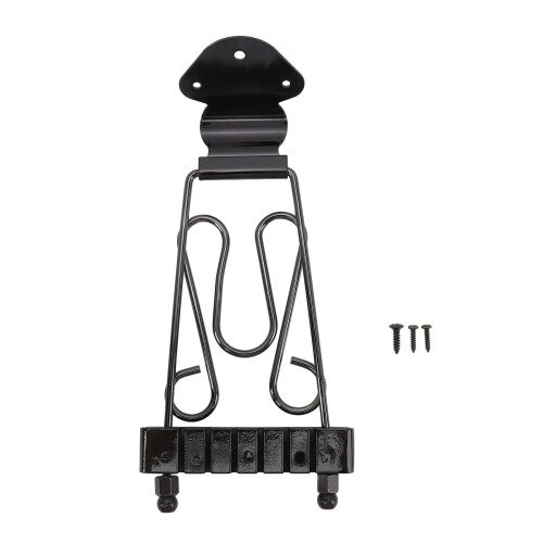6 String Metal Trapeze Tailpiece for Jazz Guitar, Black, Adjustable 2