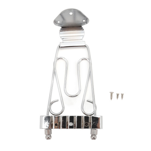 Cola tipo trapezoidal para 6 cuerdas con tornillos, plateada 2