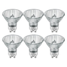 6pcs GU10 120V 50W Halogen Light Bulbs for Track and Range Hood GU10+C Candle Lamp with Dimmable