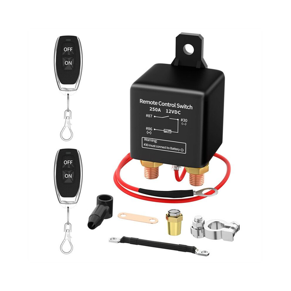For Car 12V Remote Battery Disconnect 250A Anti-Theft Remote Control With Two Wireless Remote Control 6132050806487