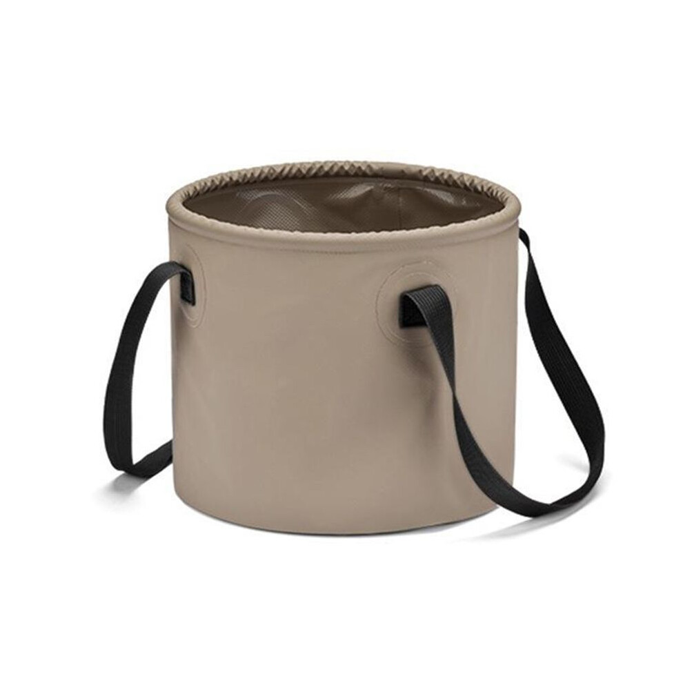 Camping Folding Bucket Multifunctional Portable Fishing Bucket Telescopic Vehicle-Mounted Water Bucket Khaki 6032614823717