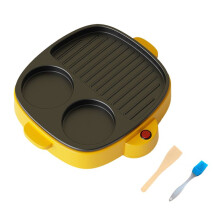 3 in 1 Electric Omelette Pan Barbecue Pan Electric Cooker Multifunction Non-Stick Hotpot Steamer Steak Frying C EU Plug