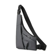 Leisure Leather Film Triangle Bag Crossbody Anti Theft Close Fitting Chest Bag Sports Riding Sling Bag Gray