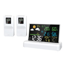 One-To-Two Indoor and Outdoor Weather Station High-Definition Color Screen Forecast Meteorological Clock EU Plug B