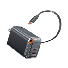 US 67W GaN USB-Typ-C-Ladegerät mit Einziehbarem Typ-C-Kabel, PD3.0, SFC2.0 Schnellladegerät