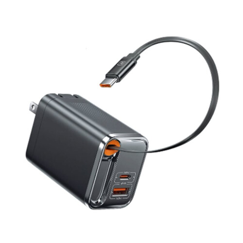 Chargeur USB Type-C GaN 67 W avec Câble Type-C Rétractable, Charge Rapide PD3.0 SFC2.0 1