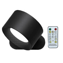 LED-Wandleuchter, Fernbedienung und Touch-Steuerung, Wandlampe, 3 Farbtemperaturen und Dimmbar, Magnetisch, 360, Schwarz