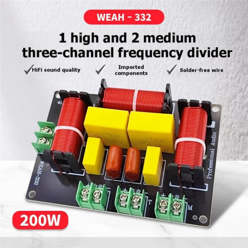 WEAH-332 200W 3 Way Crossover 2 Midrange 1 Treble Frequency Divider Audio Speaker Crossover KTV Crossover Model A 2