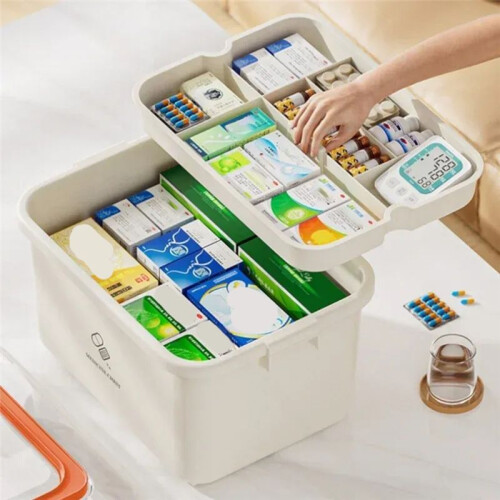 Large Capacity Portable Medicine Box,Multi-Layer Plastic Medicine Storage Box, Multifunctional Portable Kit 2