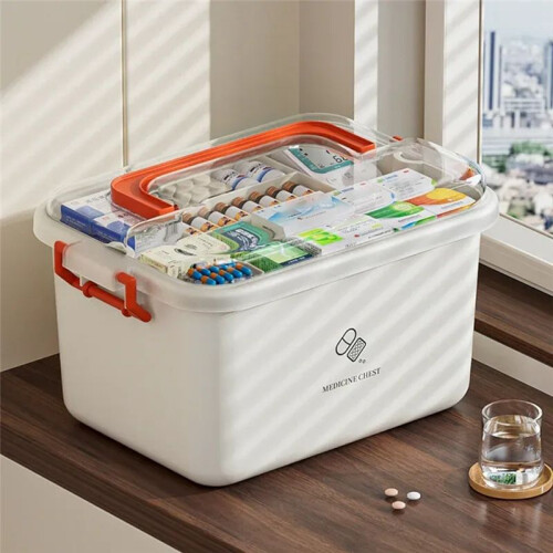 Large Capacity Portable Medicine Box,Multi-Layer Plastic Medicine Storage Box, Multifunctional Portable Kit