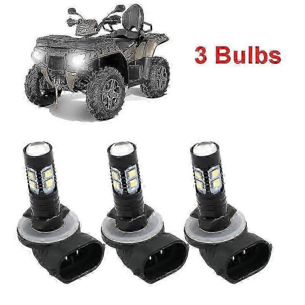 3Pcs Atv Headlight Led Bulbs 150W 3600Lm 6000K High Power Lamps For Polaris Sportsman 110 300 400 450 500 550 570 600 700-Aqtp White 9361375632151