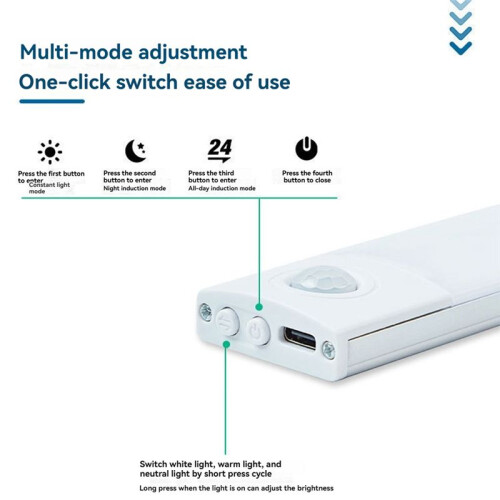 Under Cabinet Wireless Lighting Light 8in Motion Sensor Light Indoor 350mAh Rechargeable Closet Lights Dimming 2