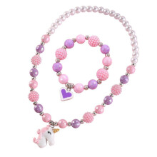 Fashion Temperament Neck Chain Color Beaded Fun Bracelet Girls Versatile Accessories Simple Pink Purple Beaded Necklace