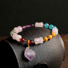 Multicolor Amethyst Bracelet For Women Girls Beaded Hand Chain Elastic Stretch Bracelet