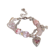 （Bracelet)Bohemian Beaded Necklace Summer Acrylic Heart Bracelets Hawaii Beach Necklace Jewelry Suitable for Ladies and Girls