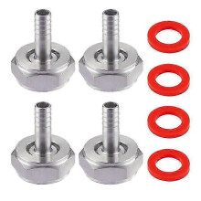 4 stk. rustfri stål ølkoblingsfittingssæt, 5/8" G gevind x 5/16" modhager