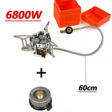 (3 -6800W-adapter)5800W 6800W Outdoor Portable Three Core Furnace 3 Burners Windproof Folding Ultralight Burner Gas Stoves for Picnic Cooki