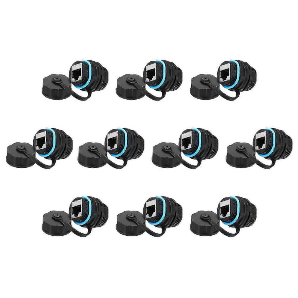 Rj45 Panel Mount Coupler Ip68 Shielded Bulkhead Ethernet Pass-Through Connector For Cat6 Cat5e Cat5 Blue Pack 10 9361375587352
