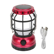 Venkovní solární kempingová lucerna USB dobíjecí plamenné světlo stabilní bílé světlo vintage design stanová lampa vestavěná bater