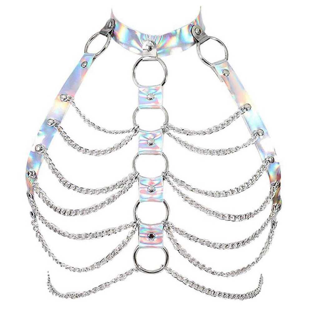 Punk Body Chain Bra Necklace Goth Bra Chain Bikini Chest Bracket Bras Body Jewelry Dance Club Party for Body Harness Bel
