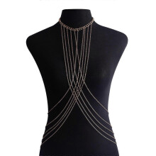 Layered Gold Body Jewelry Tassels Crossed Chest Chain For Women Music Festivals Beach Vacations Nightclub Outfits Multicolor