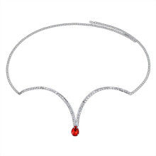 (Red drill silver）Delicate Chest Chain for Women Single Layer Chest Chain HipHop Punk Chest Chain Women Summer Beach Bikini Party Decors Re