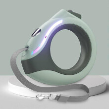 (Green)Pet Dog Collar LED Retractable Dog Leash with 3M Tape - Upgraded Automatic Flexible Leash for Dogs Puppies Cats Night Safety