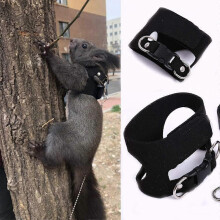 (black）3 Pack Rat Harness and Leash - Adjustable Soft Leather Small Animal Harness Leash Traction Rope Anti-Bite Chain Training Walking Ves