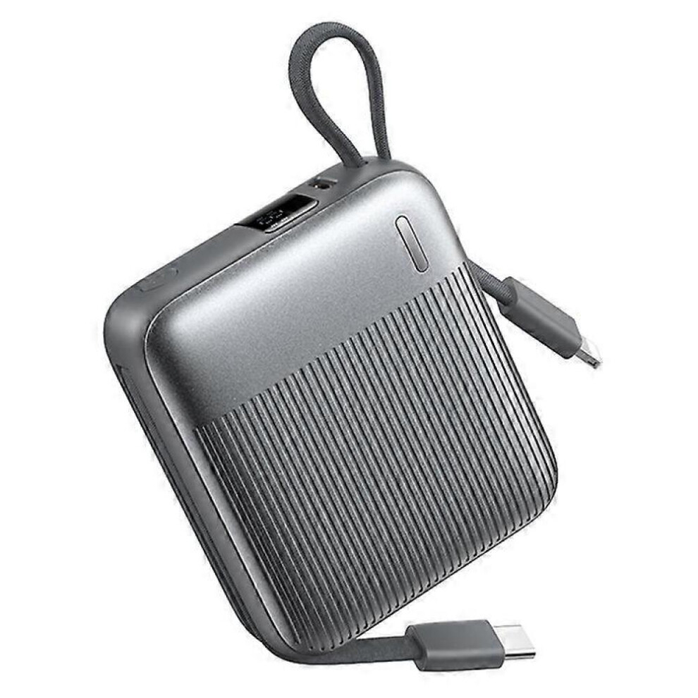 (Grey)Remax Fc-05 22.5W Power Bank 10000Mah Portable Charger With Built-In Fast Charging Cable Grey 9361375629083
