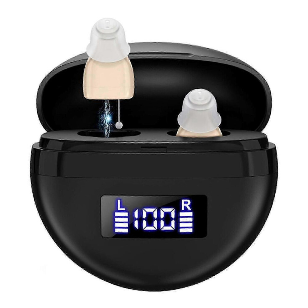 (B-Brown)Invisible Rechargeable Digital Hearing Aids for Elders Seniors with Hearing Loss Sound Amplification Device