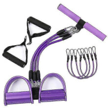 Pedal Resistance Bands With Handle Kit, 4-tube Elastic Pedal Sit Up Pull Rope Exercise Fitness Equipment Yoga Strap Bodybuilding Expander Fo