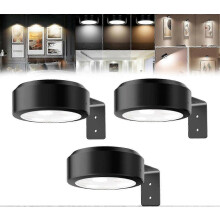 (Noir) Lot de 3 lampes murales LED magnétiques rechargeables sans fil, température de couleur réglable, éclairage artistique alimenté par pi