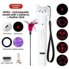 (WhiteUSB)Nuovo accessorio invernale per animali domestici, bacchetta laser per cani e gatti con molteplici modalità, a infrarossi, ricarica