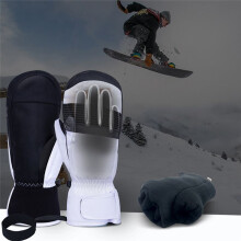 Winter Snowboarding Gloves Outdoor Windproof and Warm Gloves Waterproof Touch-Screen Ski Gloves Black+White