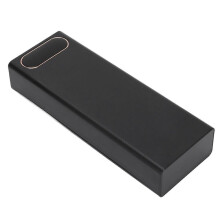 22,5W snelladende powerbank met afneembaar LCD-scherm en behuizing voor 20x18650-batterijen. Zwarte powerbankbehuizing.