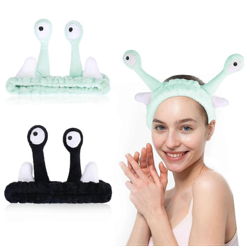 Coral 2 Pieces Snail Headband, Face Wash Headband Spa Hair Bands Makeup Headbands, Women Cartoon Cute Fleece Elastic Headband, Creative Hair