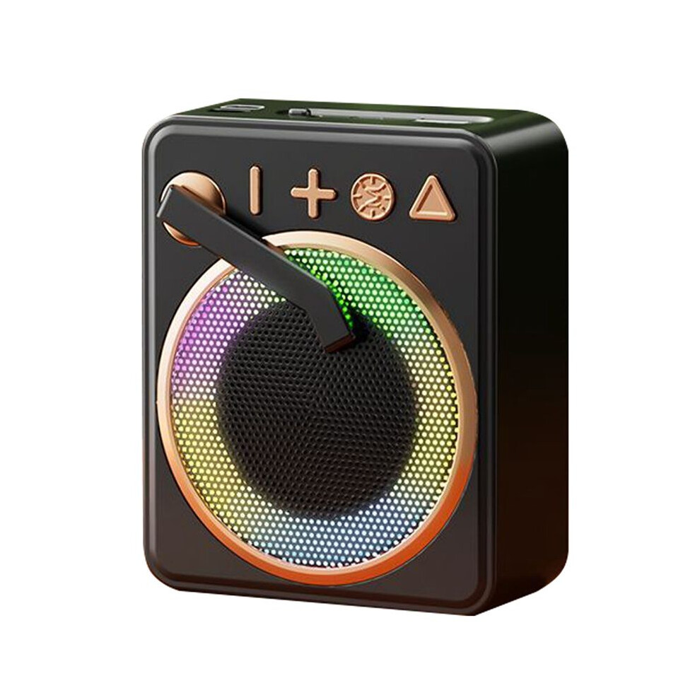 Portable Retro 5.0 Speaker+Rgb Wireless Record Player Speakers Support Tf Card U Disk Mp3 Player Light/Black 6131797830809