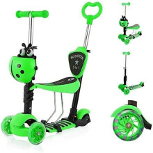 Green 5-in-1 Kids Scooter Multifunctional Toddler Scooter for Boys Girls