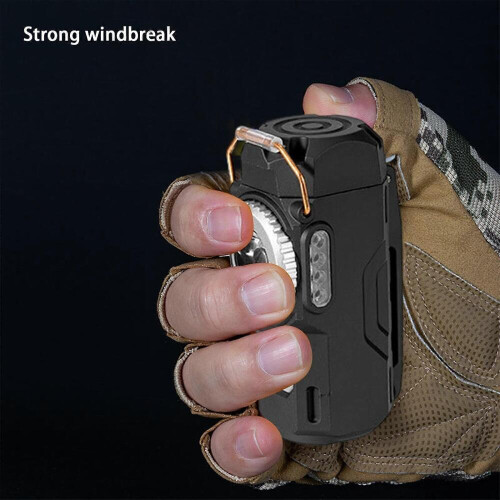 Encendedor USB para exteriores con linterna, resistente al viento, recargable, AA352 2