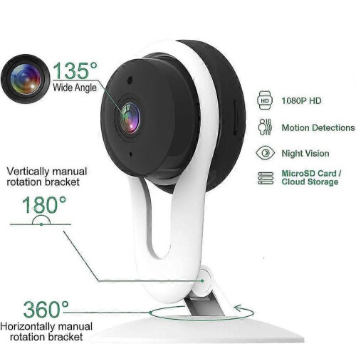 Câmera Wi-Fi interna 1080p, câmera IP para crianças com sensor de movimento e áudio bidirecional. 1