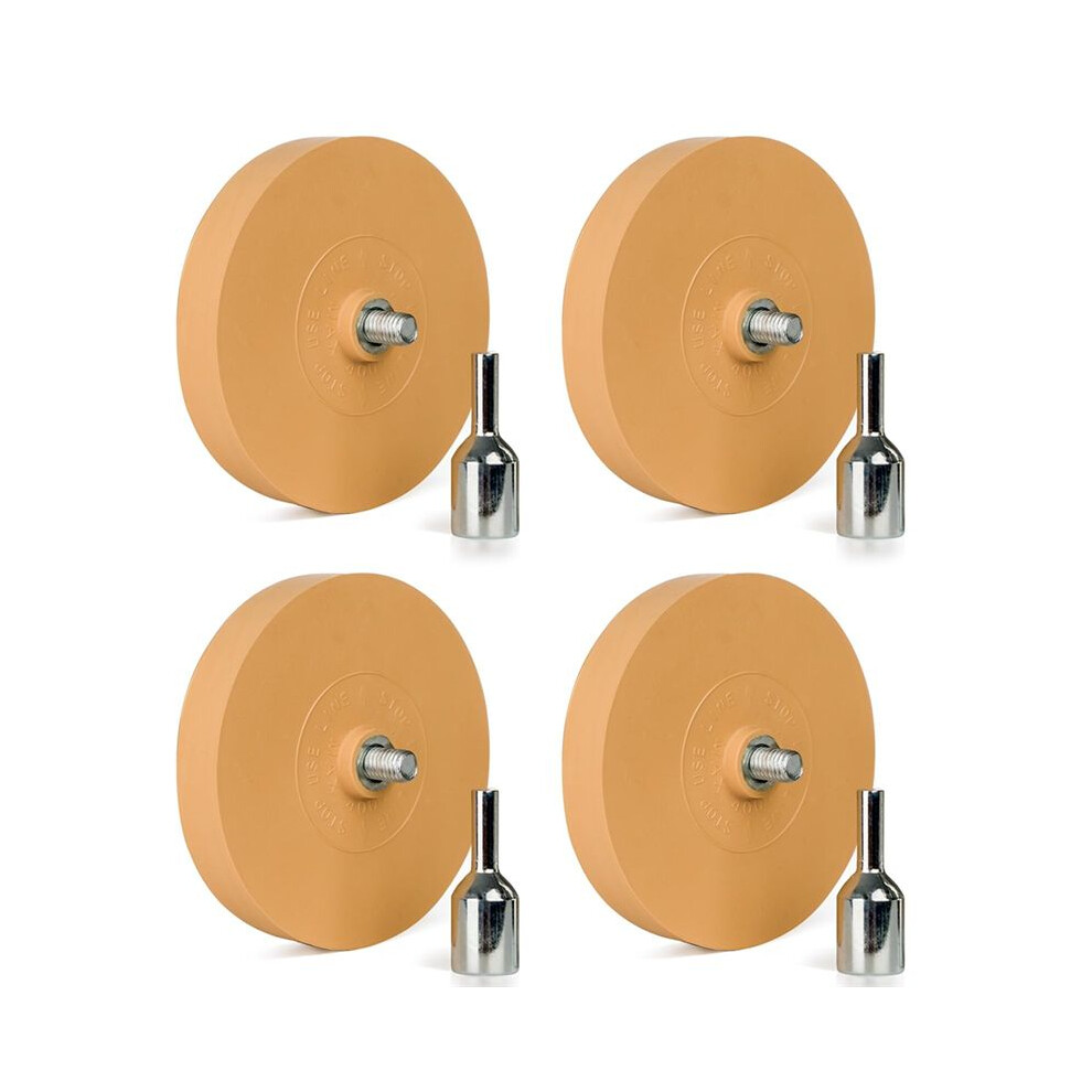 4 Pack 3.5 Inch Eraser Wheel Decal Remover Eraser Wheel Adhesive Remover with Adapter Rubber Eraser Wheel for Drill