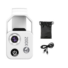200X Magnification Microscope Lens with CPL Mobile LED Light Micro-Pocket Macro Lens for Ios Android All Smartphones A