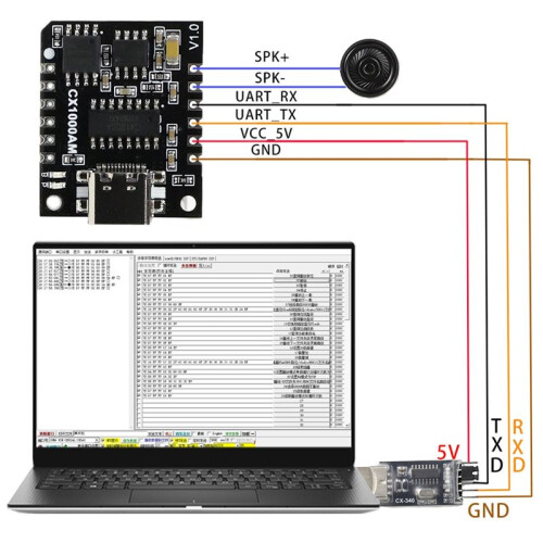 CX1000AM Serial Controlled Voice Player Module MP3 Voice Chip Module Trigger Voice Broadcast Custom Audio No Welding