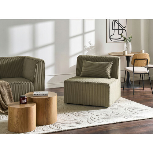 Beliani 1-Seat Section LEMVIG Green Corduroy 1