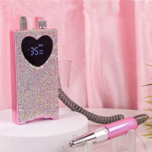Trapano Elettrico per Unghie con Strass, Lima per Unghie Ricaricabile, 35000 Giri/Min, A Forma di Cuore, per Pedicure, Senza Fili, Spina UE